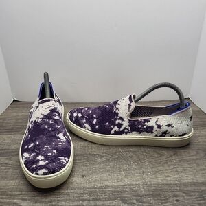 Rothy's Slip-On Sneakers in Purple and White Tie-Dye Knit